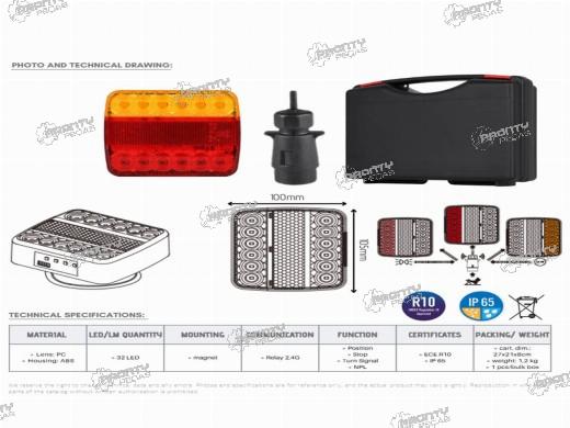 KIT LUZES SEM FIO (WIRELESS) PARA REBOQUES 