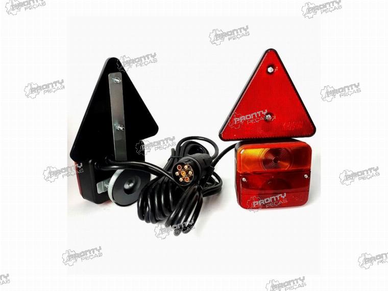 KIT COMPLETO DE LUZES PARA REBOQUES COM IMAN E TRIANGLO